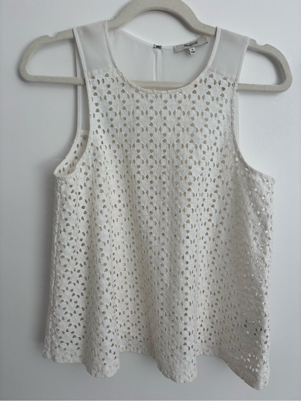 Madewell Ivory Eyelet Lace Sleeveless Tank